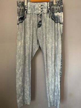 High Waist Denim Print Leggings 3XL Stretch Jegging Style Pants